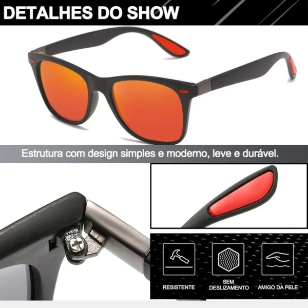 Óculos de sol quadrados da moda, óculos de sol polarizados clássicos, masculinos e femininos - Image 2