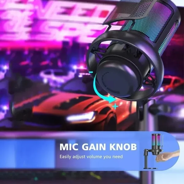 Microfone USB de estúdio profissional para PC, streaming, jogos, YouTube, vídeo, canto, jogos, gravação, PS4, RGB, anti-spray, microfone - Image 4