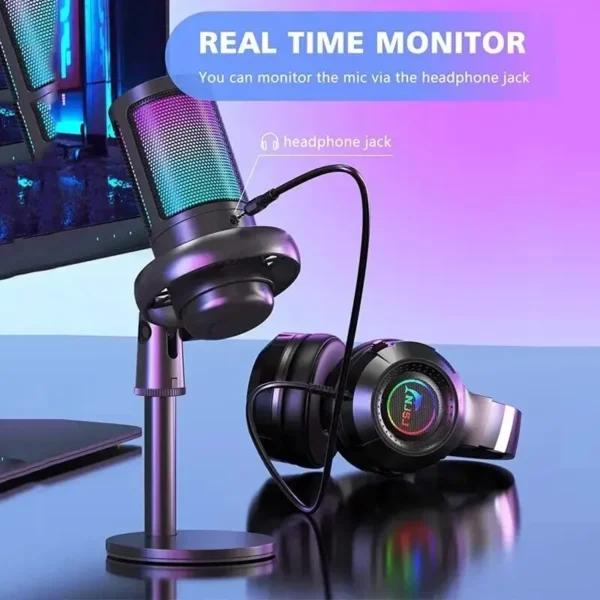 Microfone USB de estúdio profissional para PC, streaming, jogos, YouTube, vídeo, canto, jogos, gravação, PS4, RGB, anti-spray, microfone - Image 2
