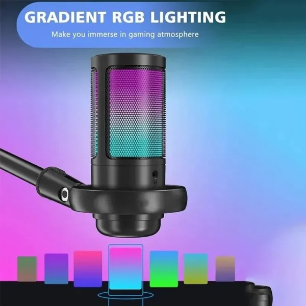 Microfone USB de estúdio profissional para PC, streaming, jogos, YouTube, vídeo, canto, jogos, gravação, PS4, RGB, anti-spray, microfone - Image 3